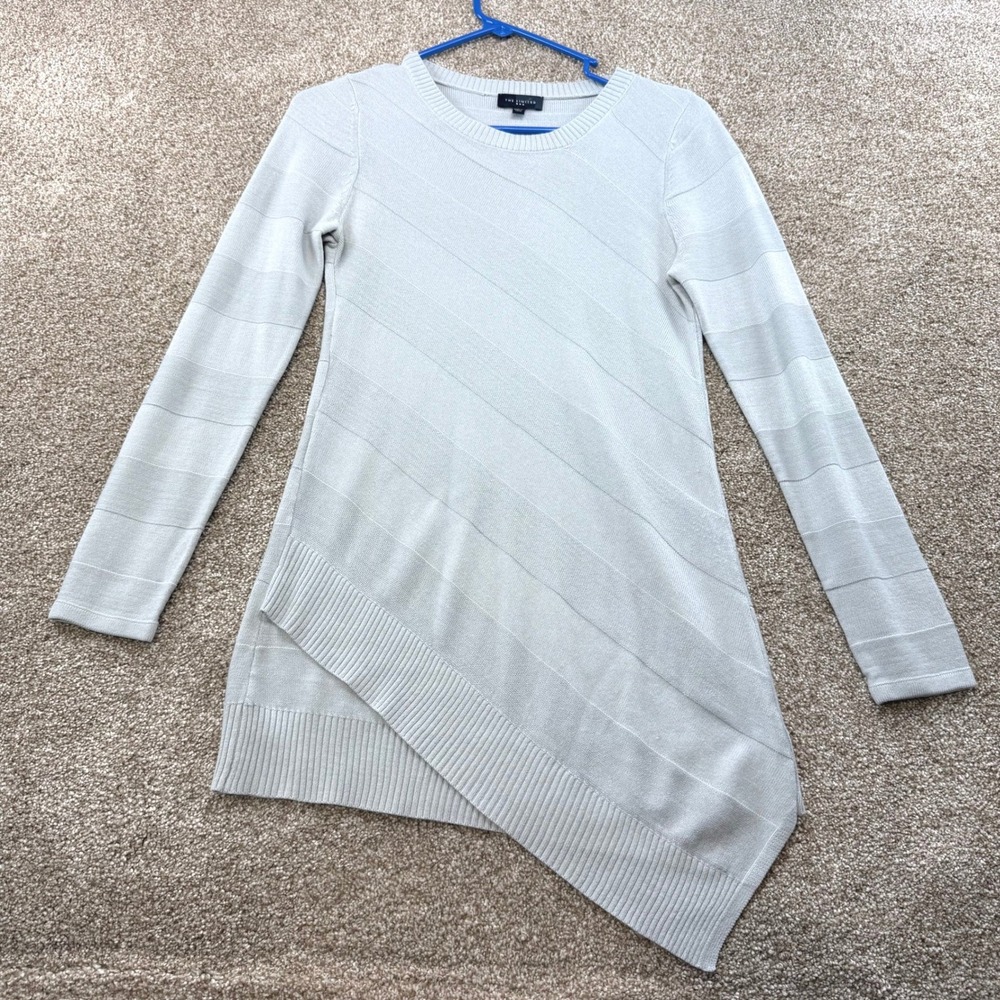 The Limited Womens XS Light Gray Asymmetrical Textured Stripe Tunic Sweater Work